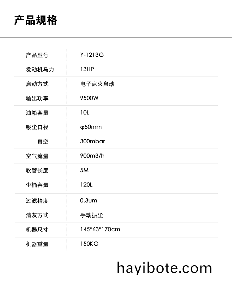 禦衞仕(shi)汽(qi)油(you)驅(qu)動(dong)吸(xi)塵(chen)器Y-1213G